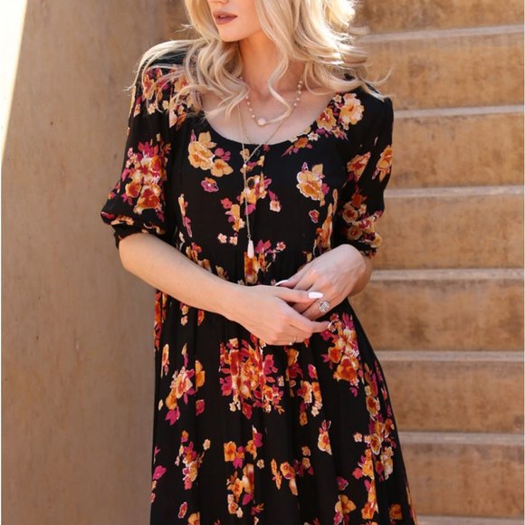 GIRLY & FLIRTY BOHO STYLE FLORAL PRINT DRESS - Picture 3 of 9